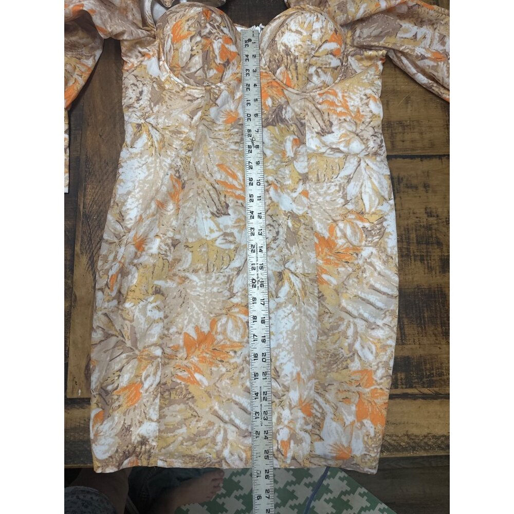 fashion nova xlarge nwt mini dress yellow and cream floral bustier style bodice - Picture 14 of 14